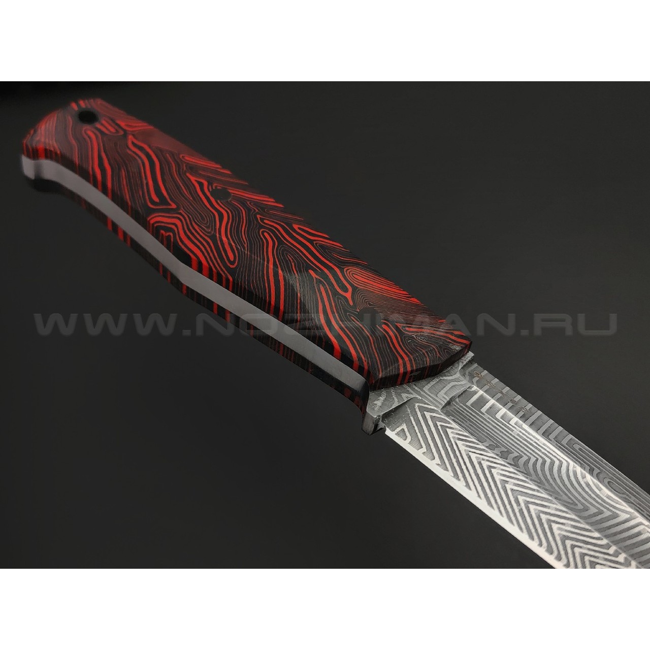 Богдан Гоготов нож Танто NBG-67 сталь 95Х18 травление, рукоять G10 chaotic black & red