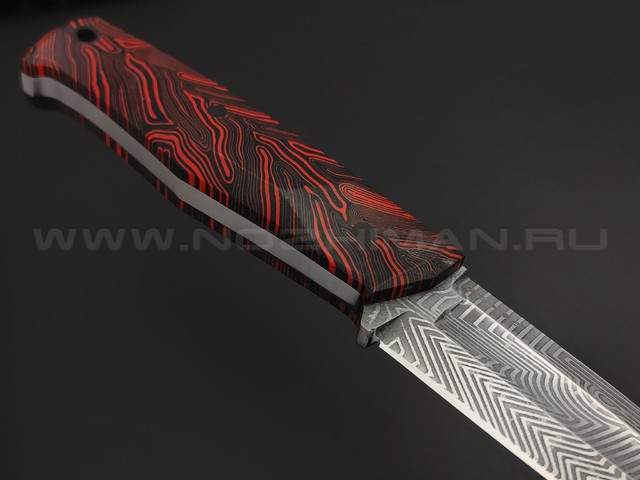 Богдан Гоготов нож Танто NBG-67 сталь 95Х18 травление, рукоять G10 chaotic black & red