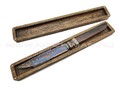 Корзун Александр нож танто из мозаичного дамаска (Ночной город), рукоять Дерево палисандр, зуб мамонта, бронза