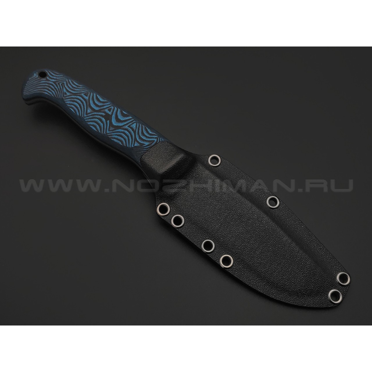Волчий Век нож Ямской сталь N690 WA стоунвош, рукоять G10 black & blue, карбон