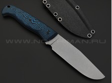Волчий Век нож Ямской сталь N690 WA stonewash, рукоять G10 black & blue, карбон