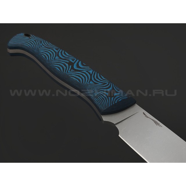 Волчий Век нож Ямской сталь N690 WA стоунвош, рукоять G10 black & blue, карбон