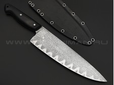 Волчий Век нож Шеф Custom сталь N690 WA дамаскаж, рукоять G10 black, мозаичные пины, карбон
