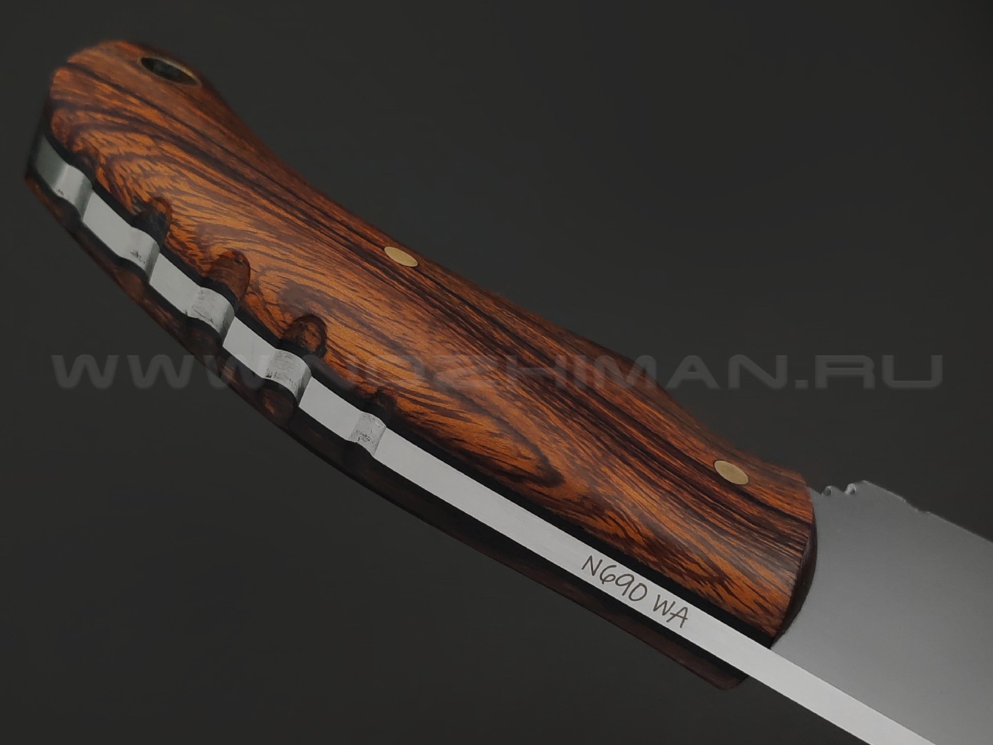 Волчий Век нож Сквозняк Brutal Edition Custom сталь N690 ручной сатин, рукоять Айронвуд, G10, латунь