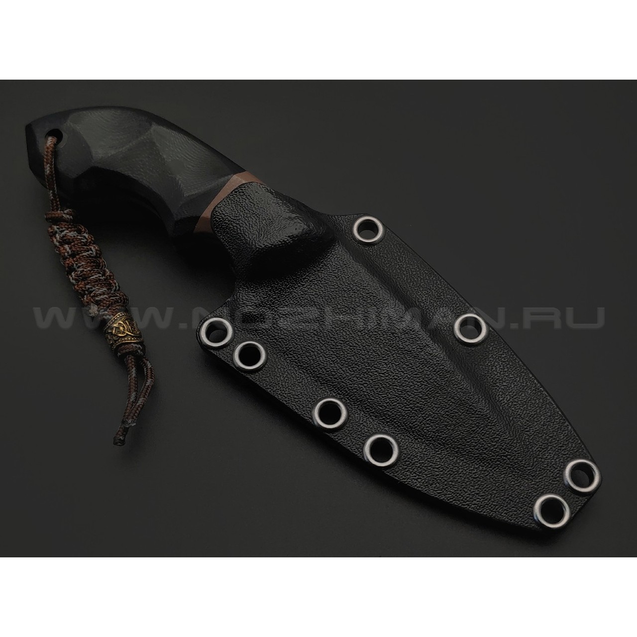 Волчий Век нож Оса Custom сталь N690 WA травление, рукоять G10 black & brown, карбон