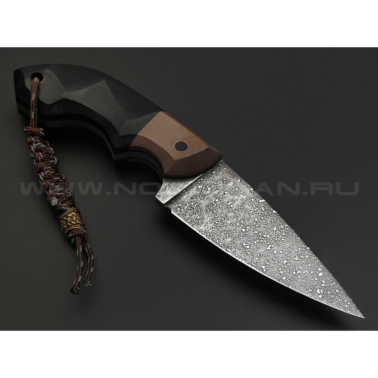 Волчий Век нож Оса Custom сталь N690 WA травление, рукоять G10 black & brown, карбон