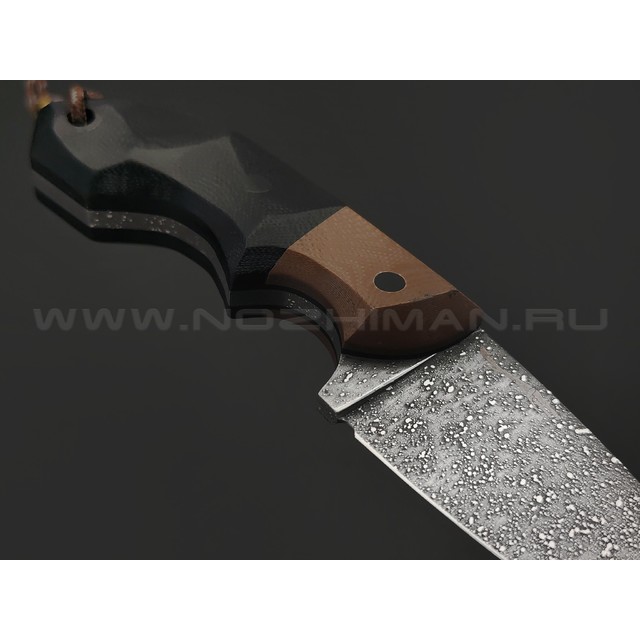 Волчий Век нож Оса Custom сталь N690 WA травление, рукоять G10 black & brown, карбон