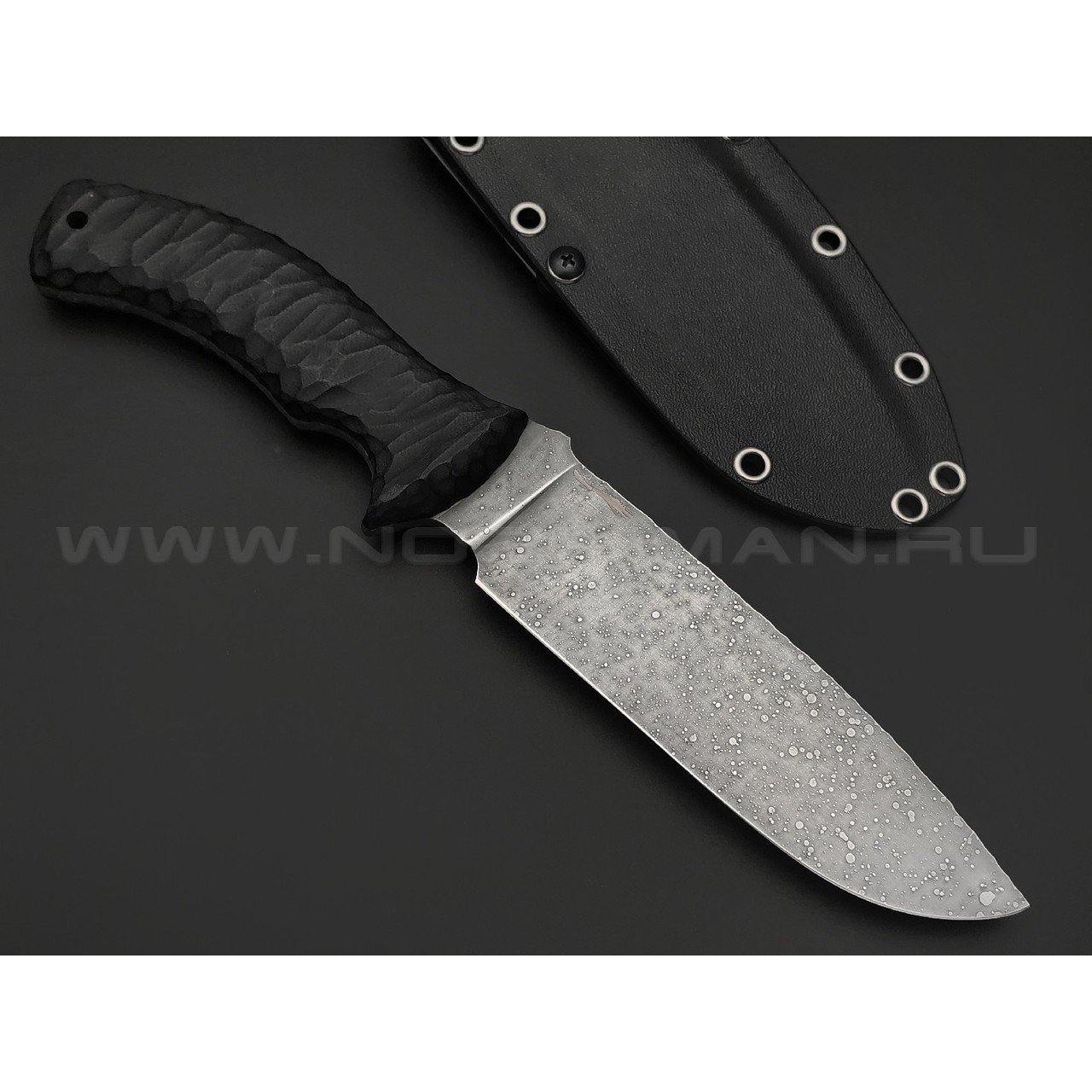 Волчий Век нож Команданте Custom сталь N690 WA травление, рукоять G10 black, карбон