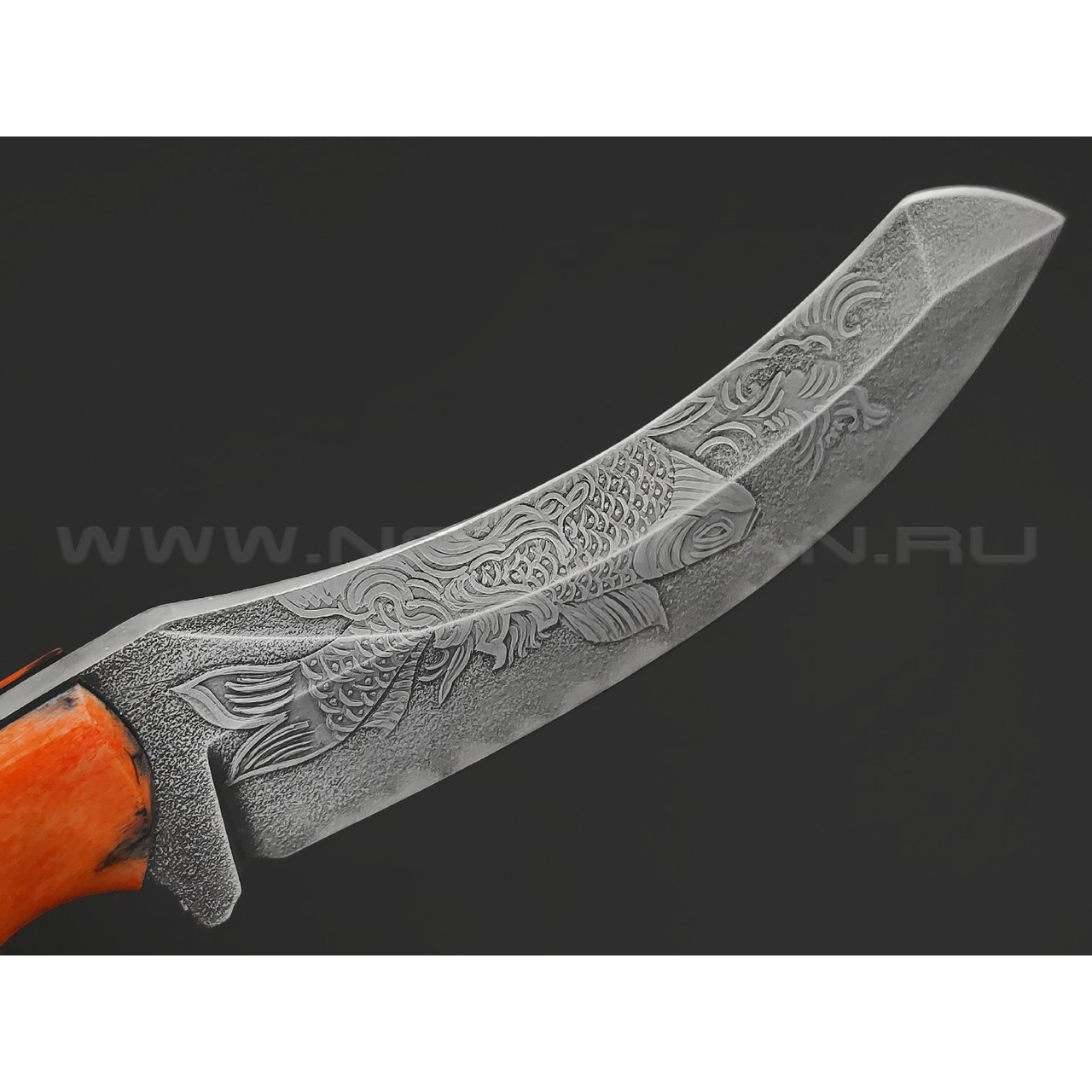 Волчий Век нож Кондрат 12 Koi сталь M390 WA травление, рукоять Кость жирафа, G10, мозаичный пин