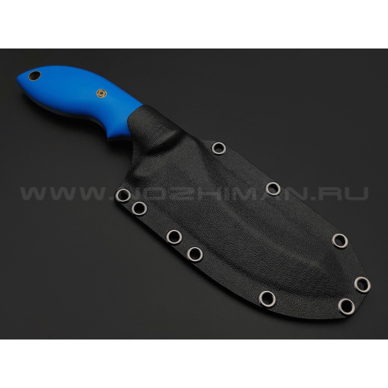 Волчий Век нож Кондрат 12 сталь N690 WA satin, рукоять G10 blue, мозаичные пины