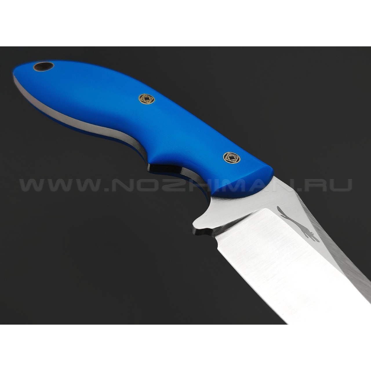 Волчий Век нож Кондрат 12 сталь N690 WA satin, рукоять G10 blue, мозаичные пины