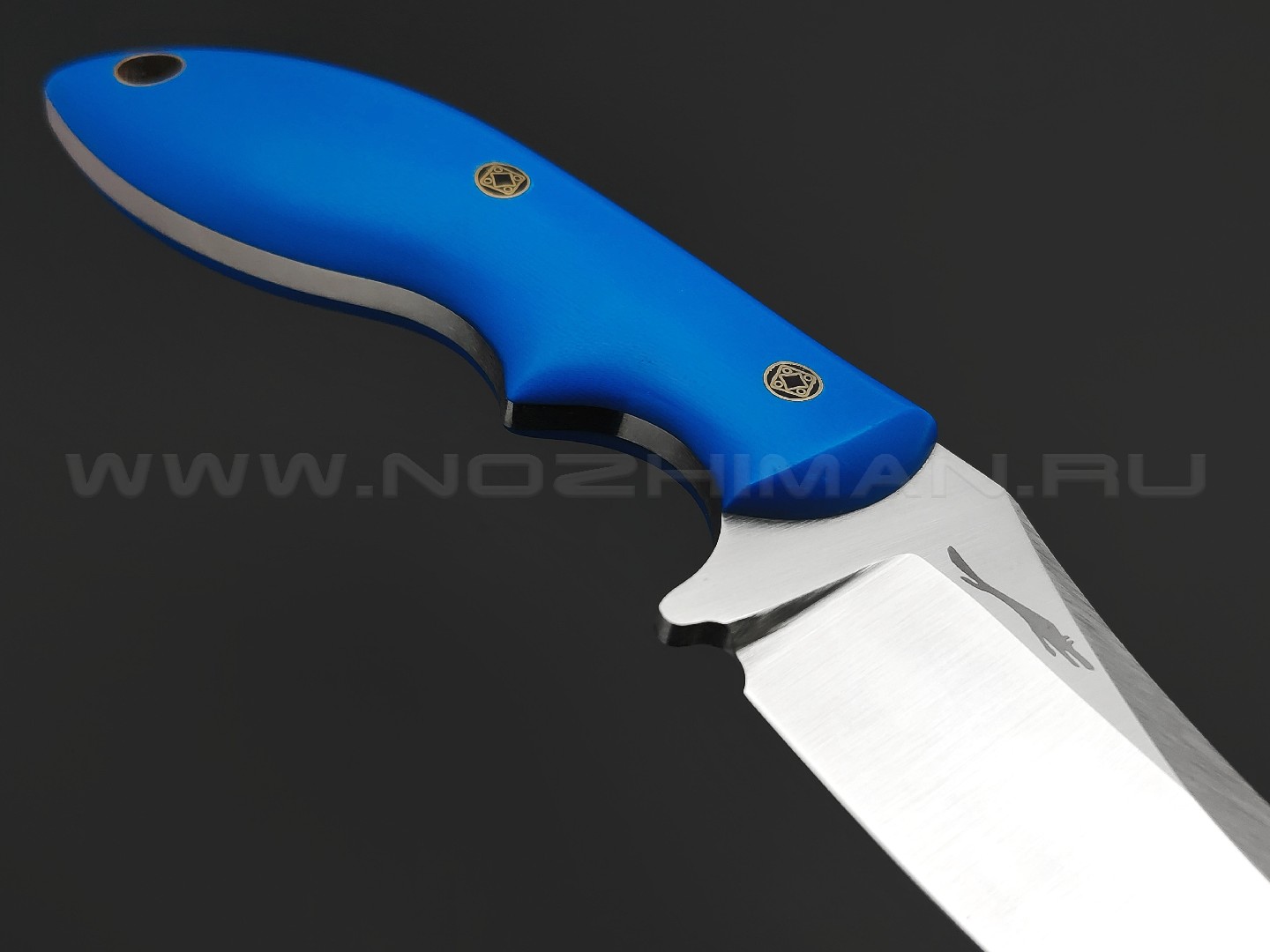 Волчий Век нож Кондрат 12 сталь N690 WA satin, рукоять G10 blue, мозаичные пины