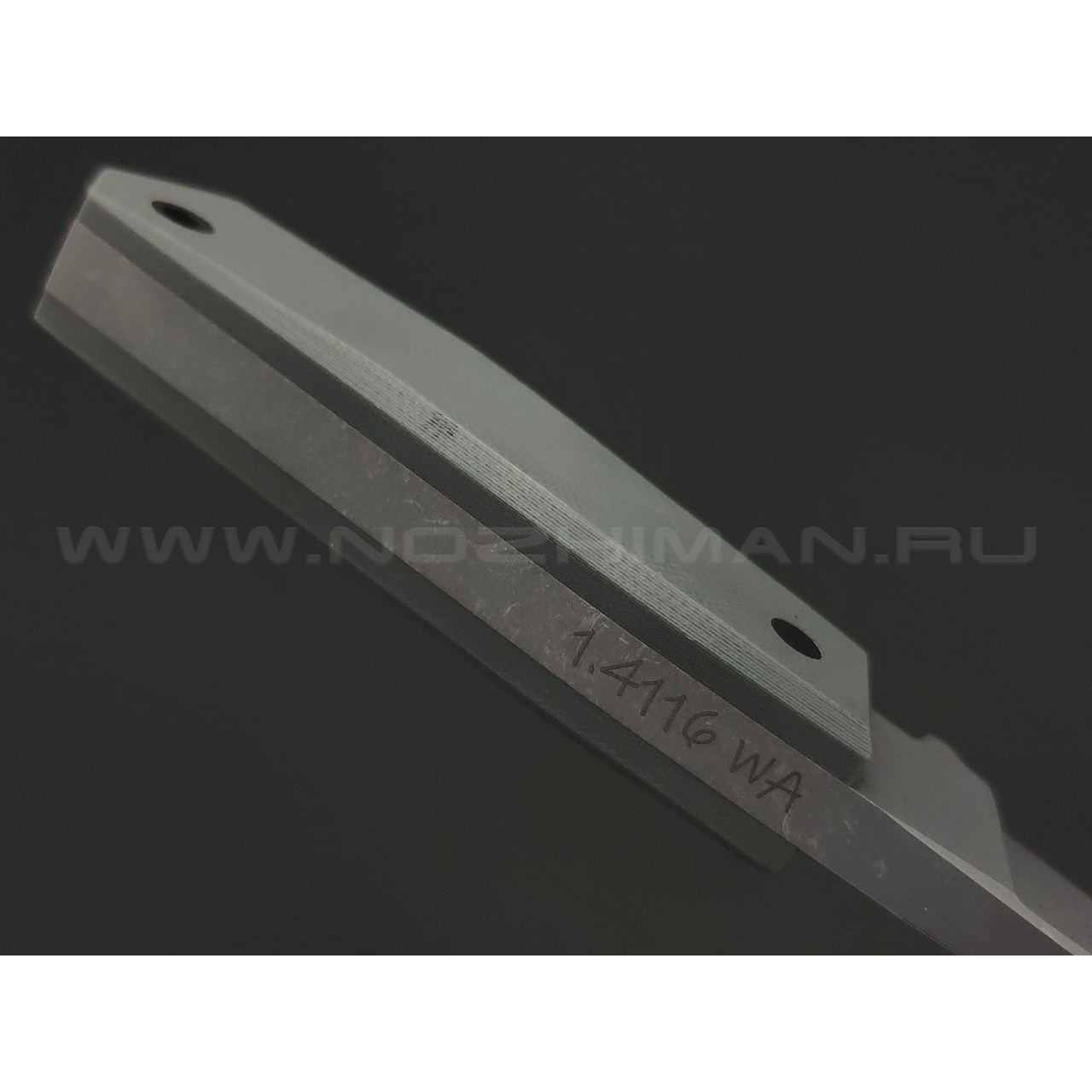 Волчий Век нож Кибертрак сталь 1.4116 WA стоунвош, обух 6.8 мм, рукоять G10 grey, карбон