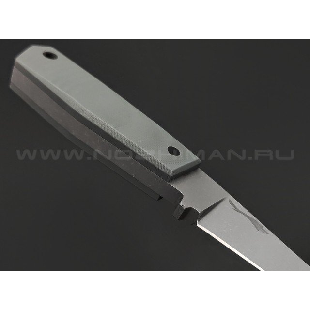 Волчий Век нож Кибертрак сталь 1.4116 WA стоунвош, обух 6.8 мм, рукоять G10 grey, карбон
