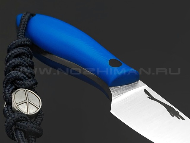 Волчий Век нож Мини МасичЬка сталь N690 WA satin, рукоять G10 blue, карбон
