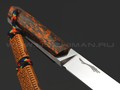 Волчий Век нож Мини Танто сталь N690 WA ручной сатин, рукоять Chaotic carbon fiber orange