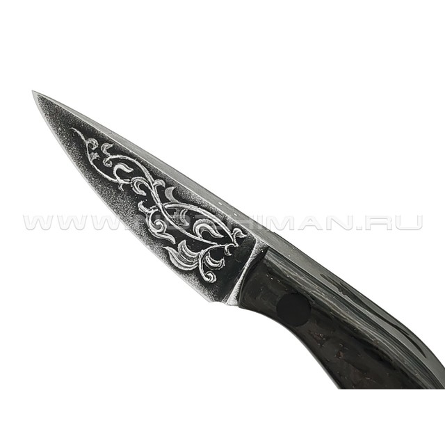Волчий Век нож Микро МасичЬка сталь N690 WA травление, рукоять Carbon fiber