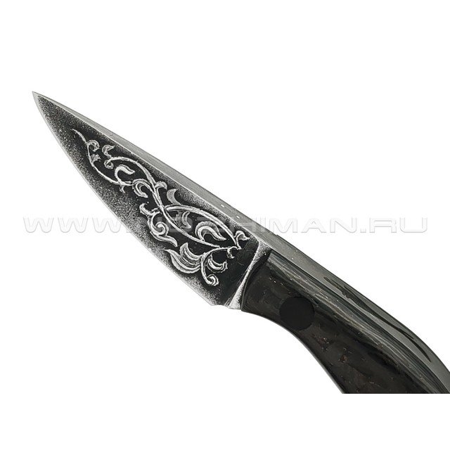 Волчий Век нож Микро МасичЬка сталь N690 WA травление, рукоять Carbon fiber