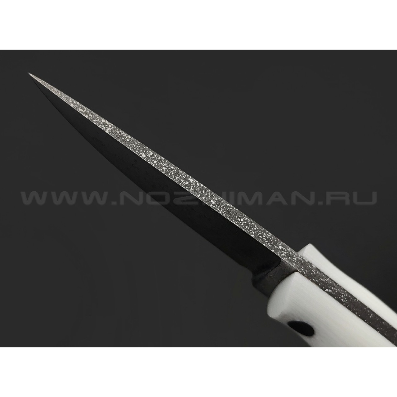 Волчий Век нож Мини Сакура сталь N690 WA травление, рукоять G10 white, карбон