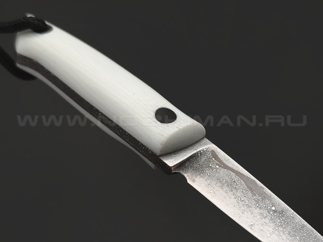 Волчий Век нож Мини Сакура сталь N690 WA травление, рукоять G10 white, карбон