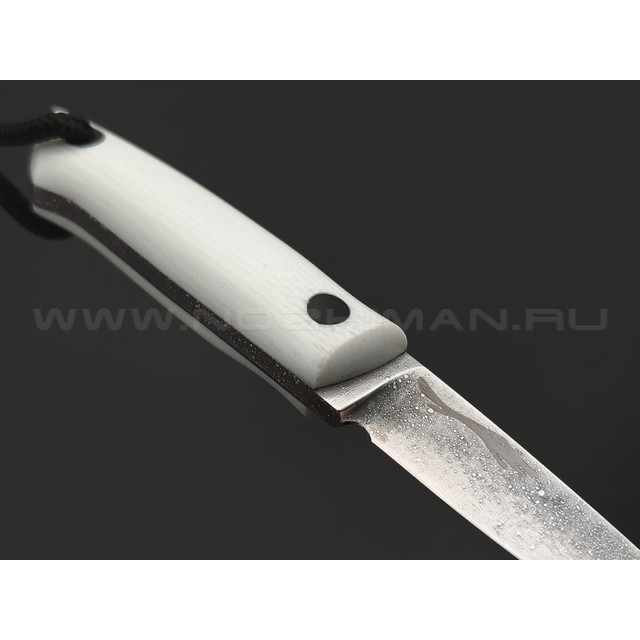 Волчий Век нож Мини Сакура сталь N690 WA травление, рукоять G10 white, карбон