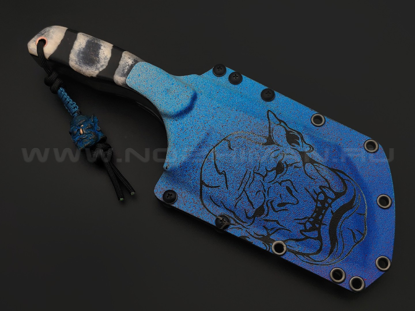 Волчий Век нож Mordor Custom сталь D2 WA обух 15 мм, рукоять Зуб Орка - стаб. рог лося, G10