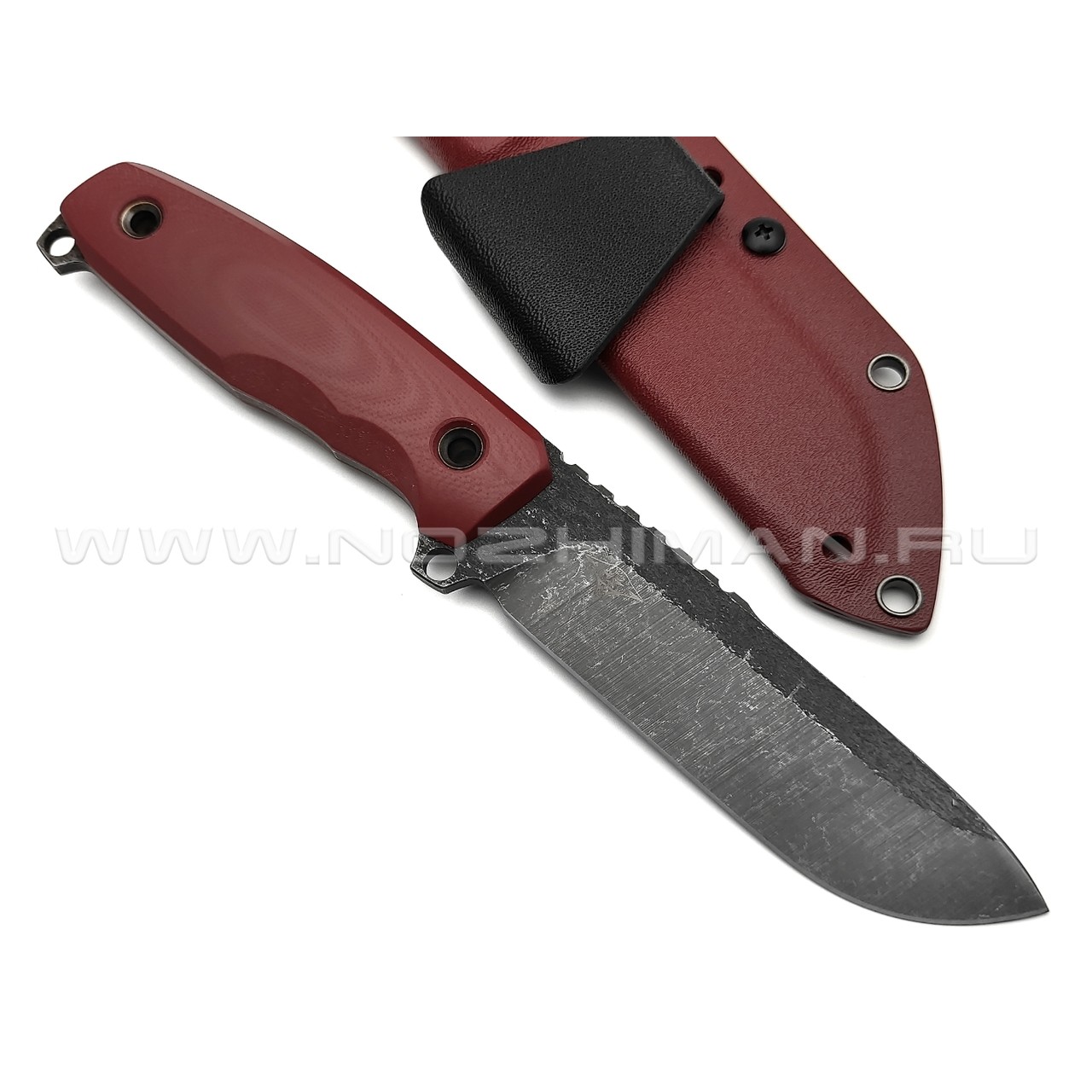 Нож с Котом Тик-так 6 сталь Cr12 блэквош, рукоять G10 bordo