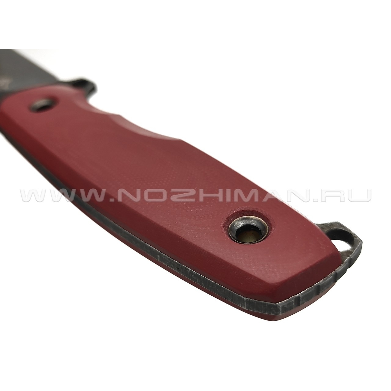 Нож с Котом Тик-так 6 сталь Cr12 блэквош, рукоять G10 bordo