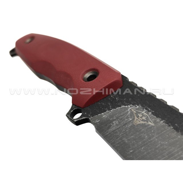 Нож с Котом Тик-так 6 сталь Cr12 блэквош, рукоять G10 bordo