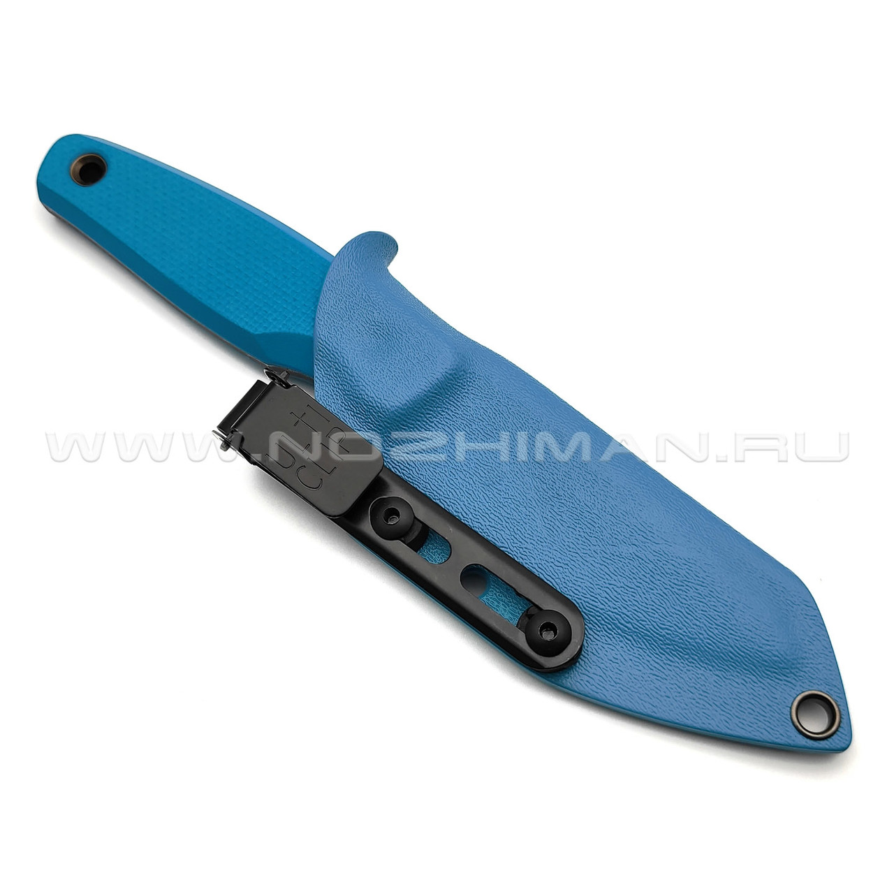Нож с Котом 29 сталь K110 блэквош, рукоять G10 blue, kydex blue