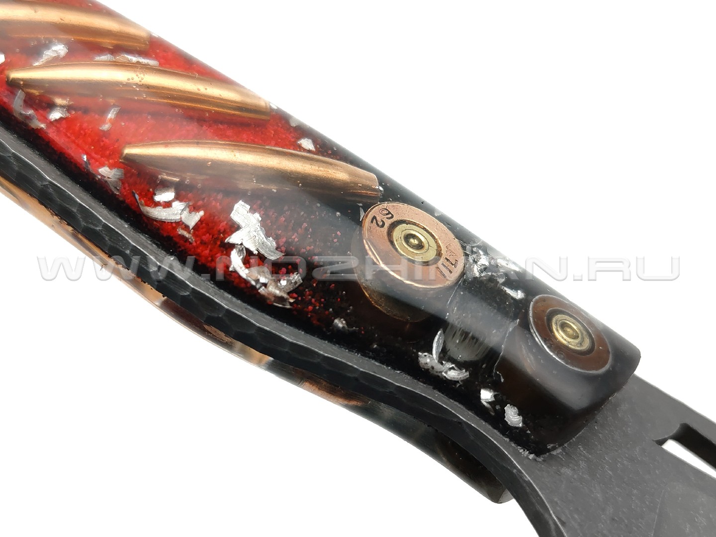 Русский Мамонт нож Альфа сталь Х12МФ, рукоять Трехмерный композит красный