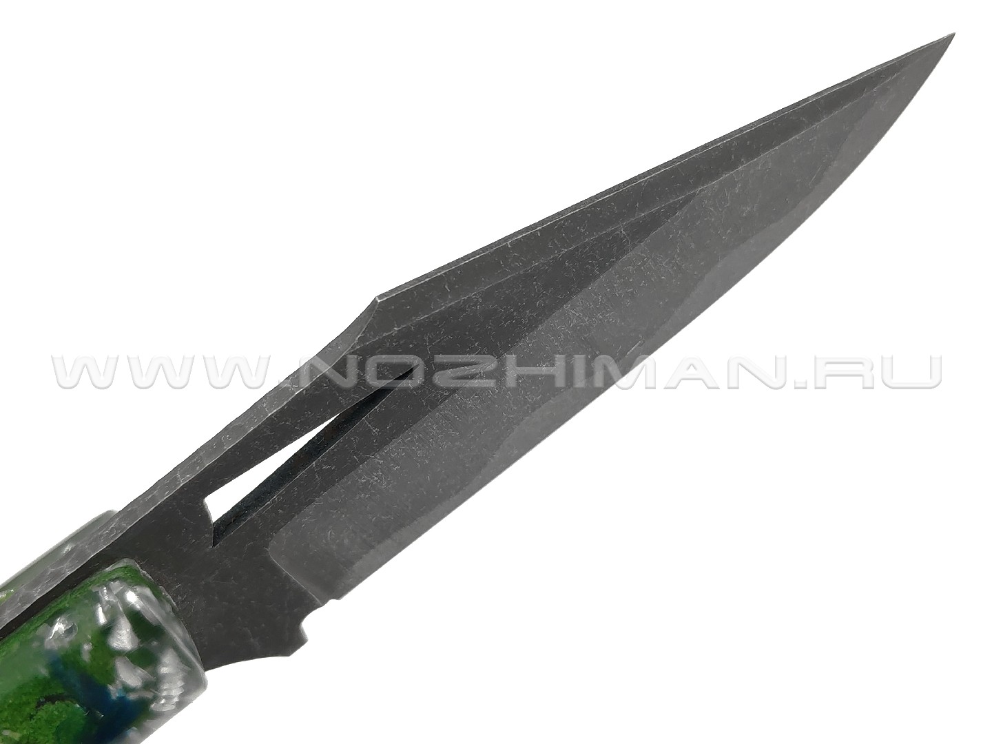 Русский Мамонт нож Альфа сталь Х12МФ, рукоять Трехмерный композит зеленый