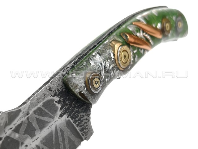 Русский Мамонт нож Браво сталь Х12МФ, рукоять Трехмерный композит зеленый