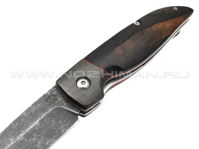 Товарищество Завьялова складной нож Грибник сталь Булат blackwash, рукоять Зирикот, carbon fiber, G10