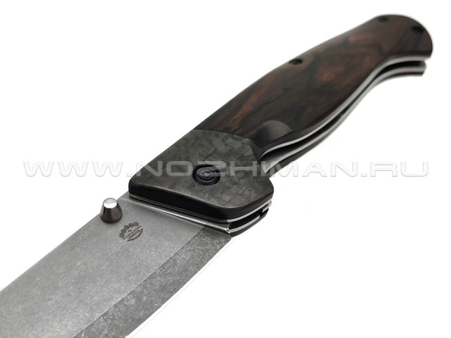 Товарищество Завьялова складной нож Бизон сталь Булат stonewash, рукоять Зирикот, carbon fiber, G10