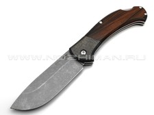 Товарищество Завьялова складной нож Охотник сталь Булат stonewash, рукоять Зирикот, carbon fiber, G10