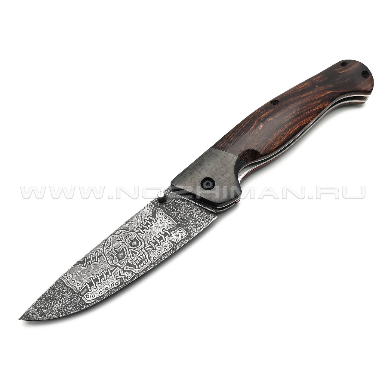 Товарищество Завьялова складной нож Бизон Custom сталь CPR худ.травление, рукоять Айронвуд, carbon fiber, G10