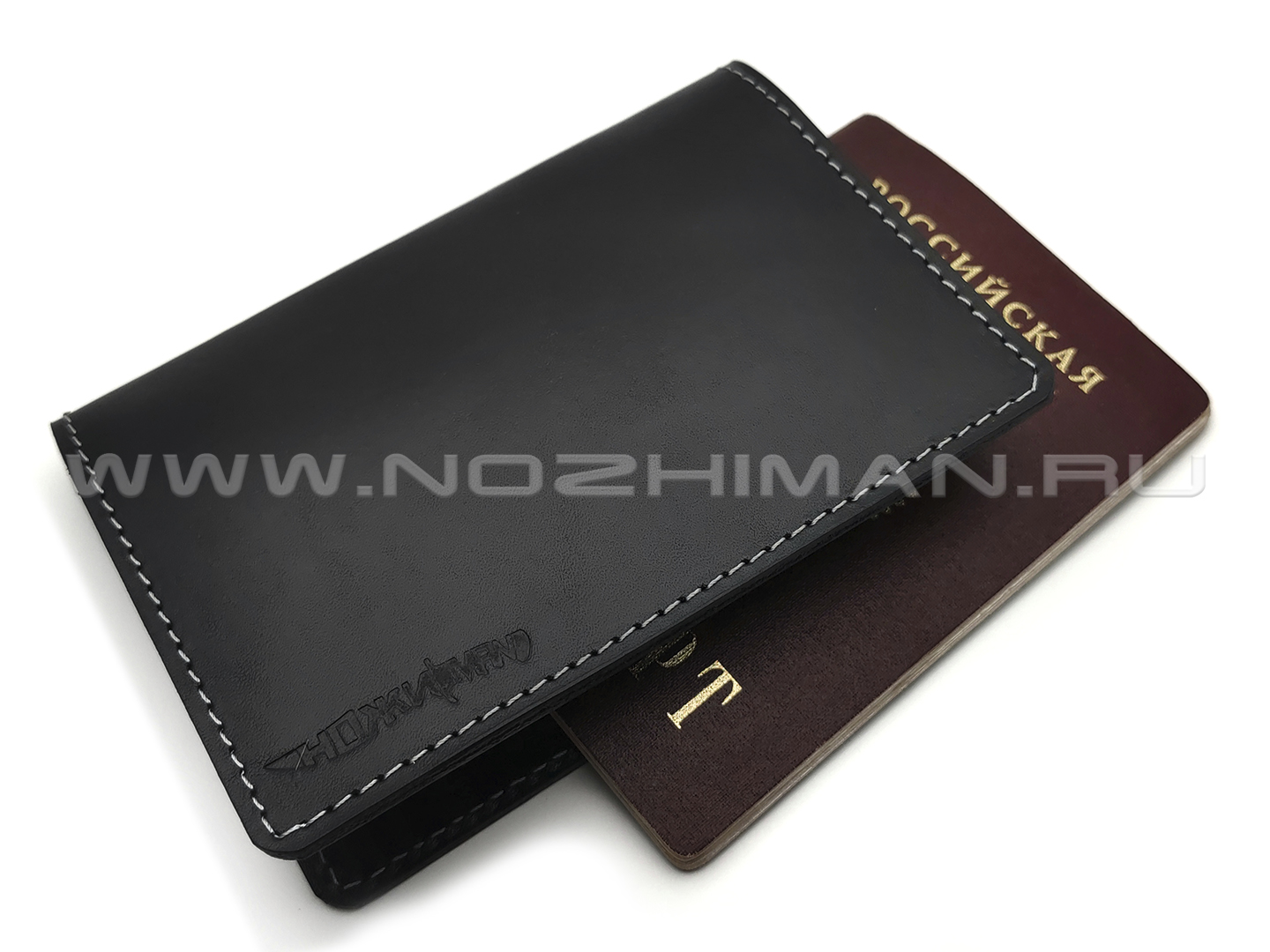 Обложка для паспорта, 2 кармана под карты NK0163 черная кожа