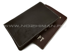 Обложка для паспорта, 2 кармана под карты NK0165 темно-коричневая кожа
