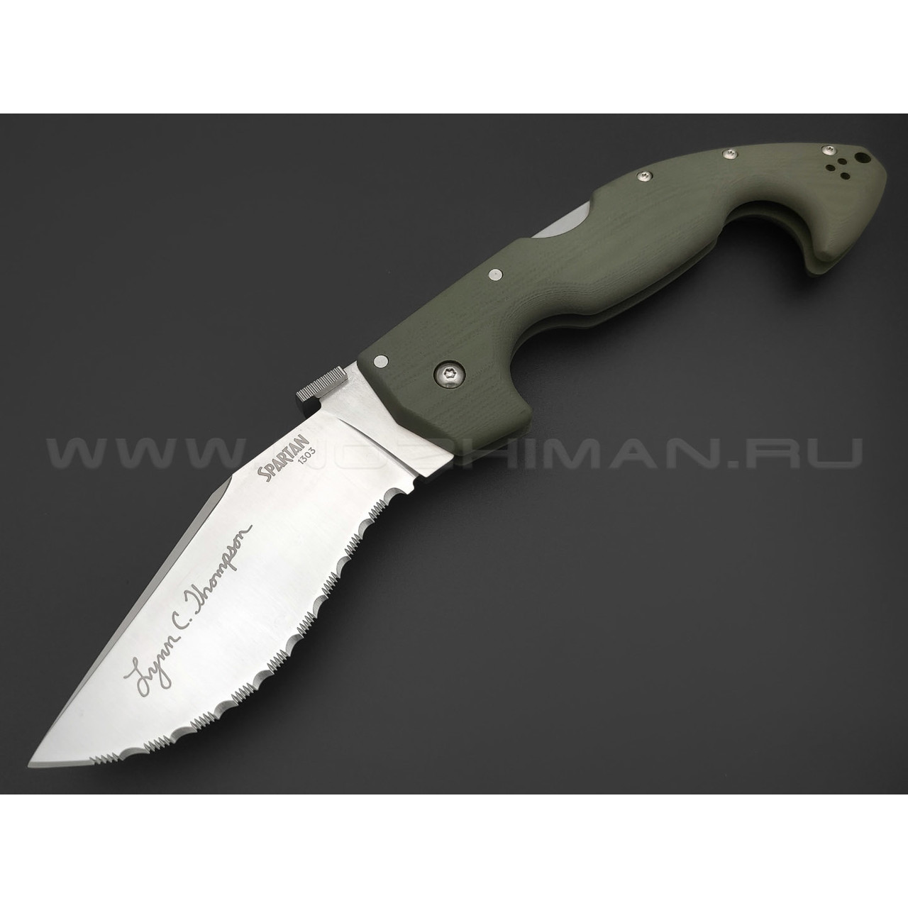 Нож Cold Steel Spartan Lynn Thompson Signature 21STAA сталь CPM S35VN, рукоять G10 OD green