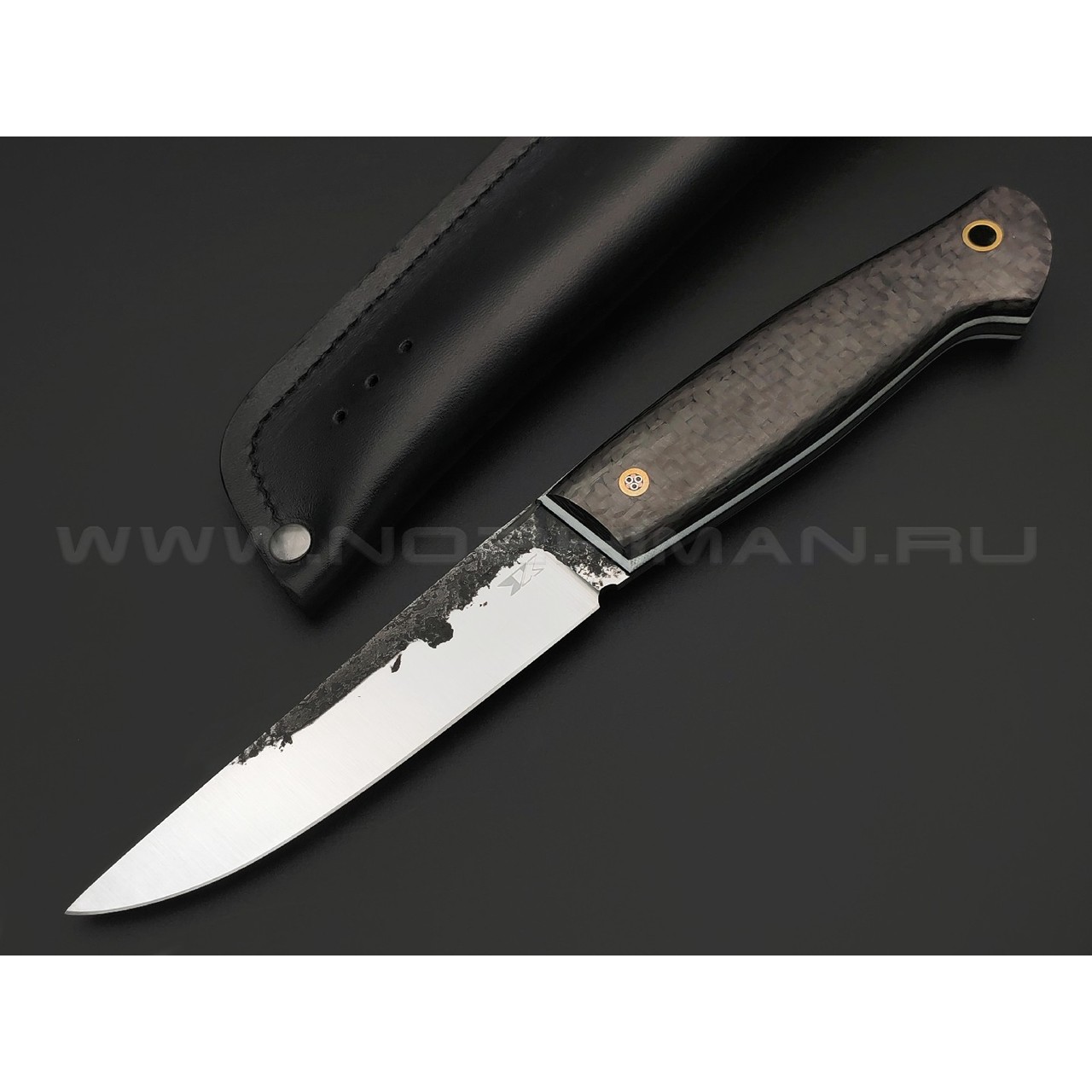 7 ножей нож Клык большой, сталь K340 ковка, рукоять Carbon fiber, G10 white