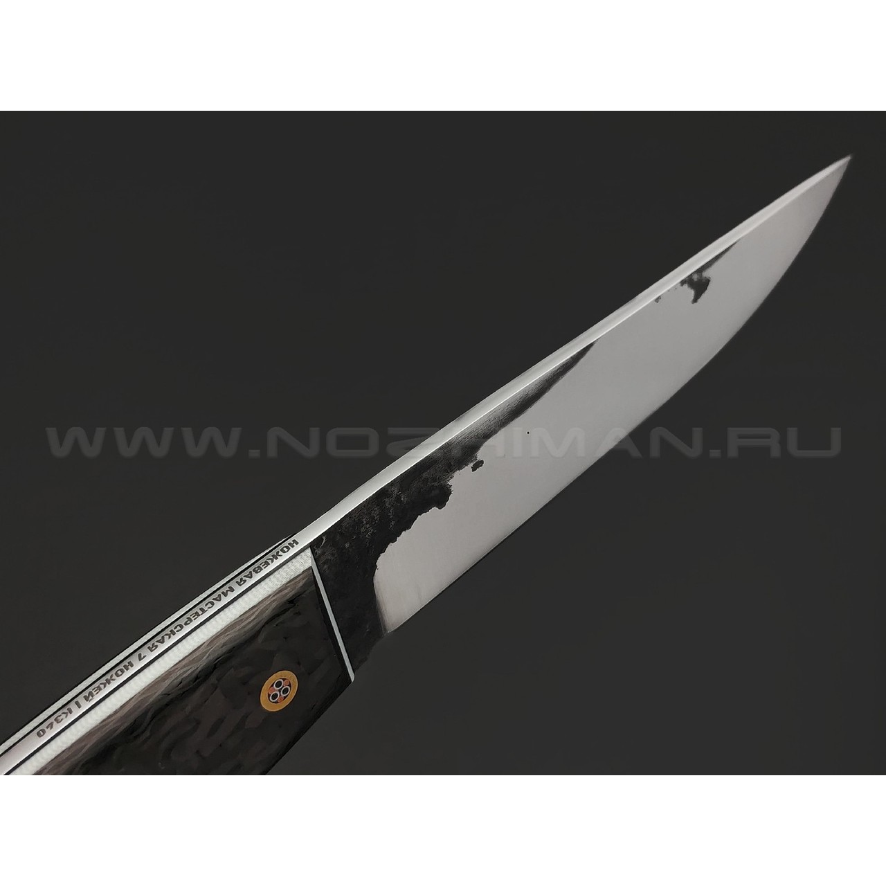 7 ножей нож Клык большой, сталь K340 ковка, рукоять Carbon fiber, G10 white