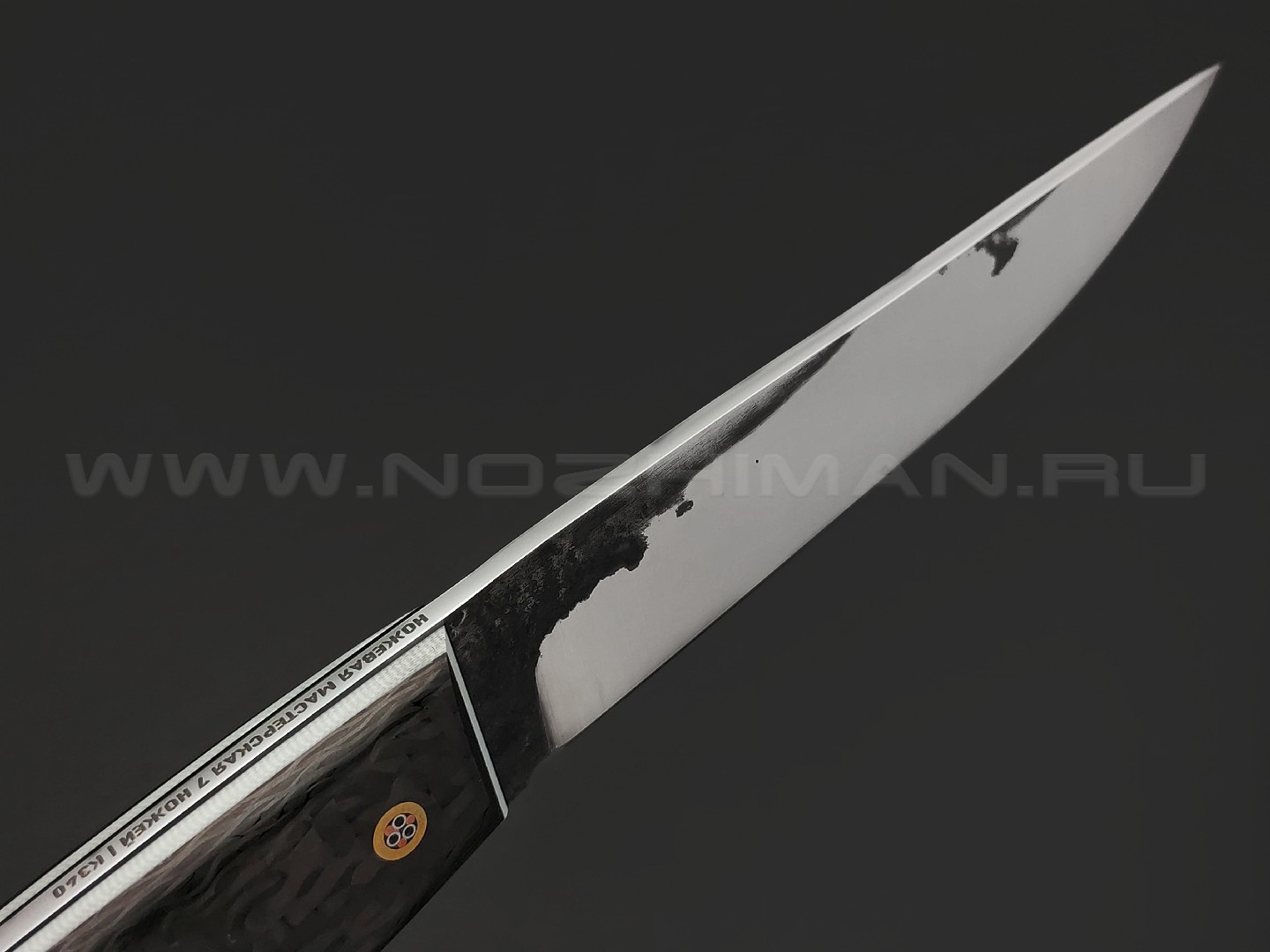 7 ножей нож Клык большой, сталь K340 ковка, рукоять Carbon fiber, G10 white