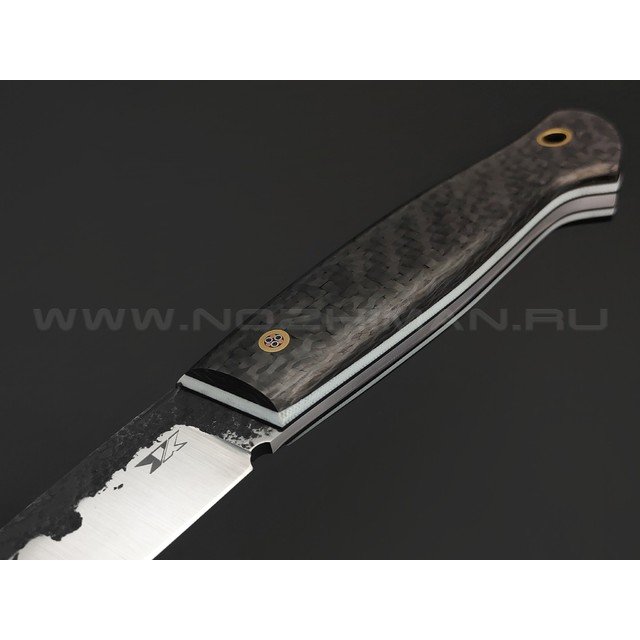 7 ножей нож Клык большой, сталь K340 ковка, рукоять Carbon fiber, G10 white