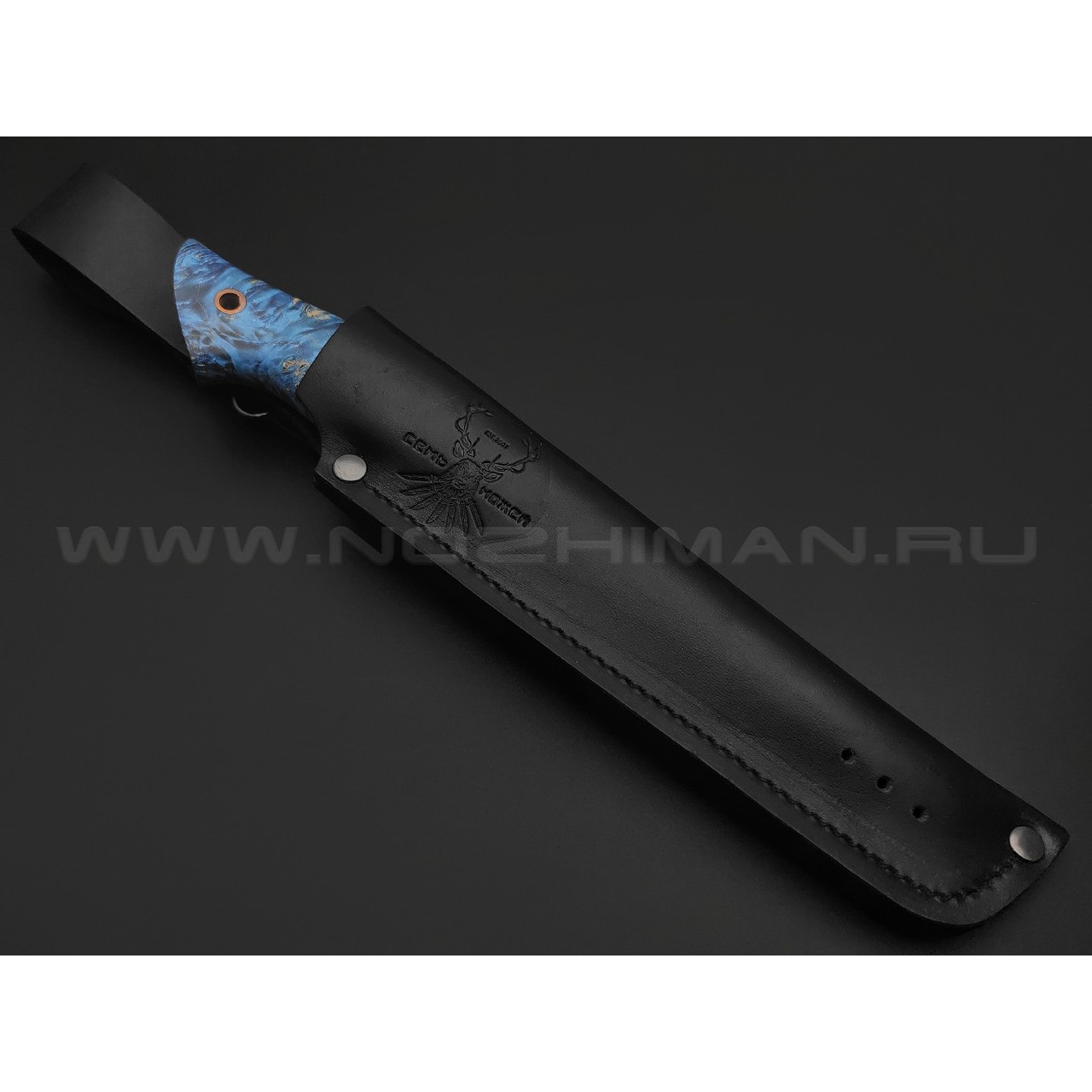 7 ножей нож Анфель сталь K340 satin, рукоять Стаб. кап клена синий, бронза