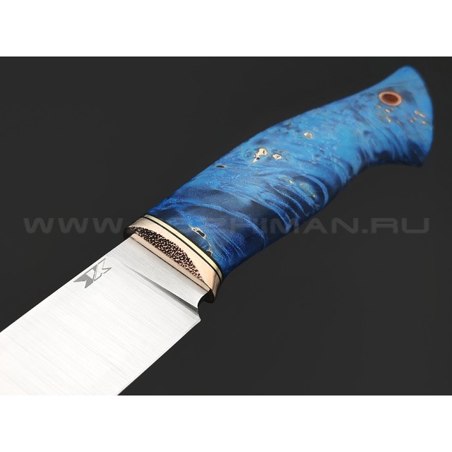 7 ножей нож Анфель сталь K340 satin, рукоять Стаб. кап клена синий, бронза
