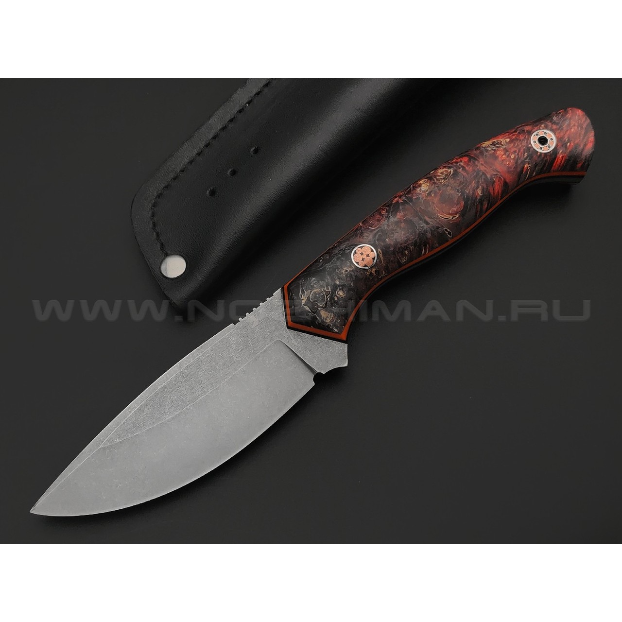 7 ножей нож Пиранья сталь M390 стоунвош, рукоять Стаб. кап клена, G10 black & orange