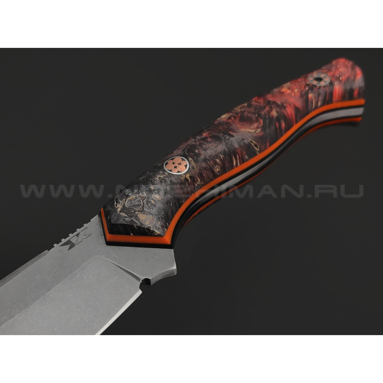 7 ножей нож Пиранья сталь M390 стоунвош, рукоять Стаб. кап клена, G10 black & orange