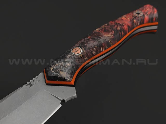 7 ножей нож Пиранья сталь M390 stonewash, рукоять Стаб. кап клена, G10 black & orange