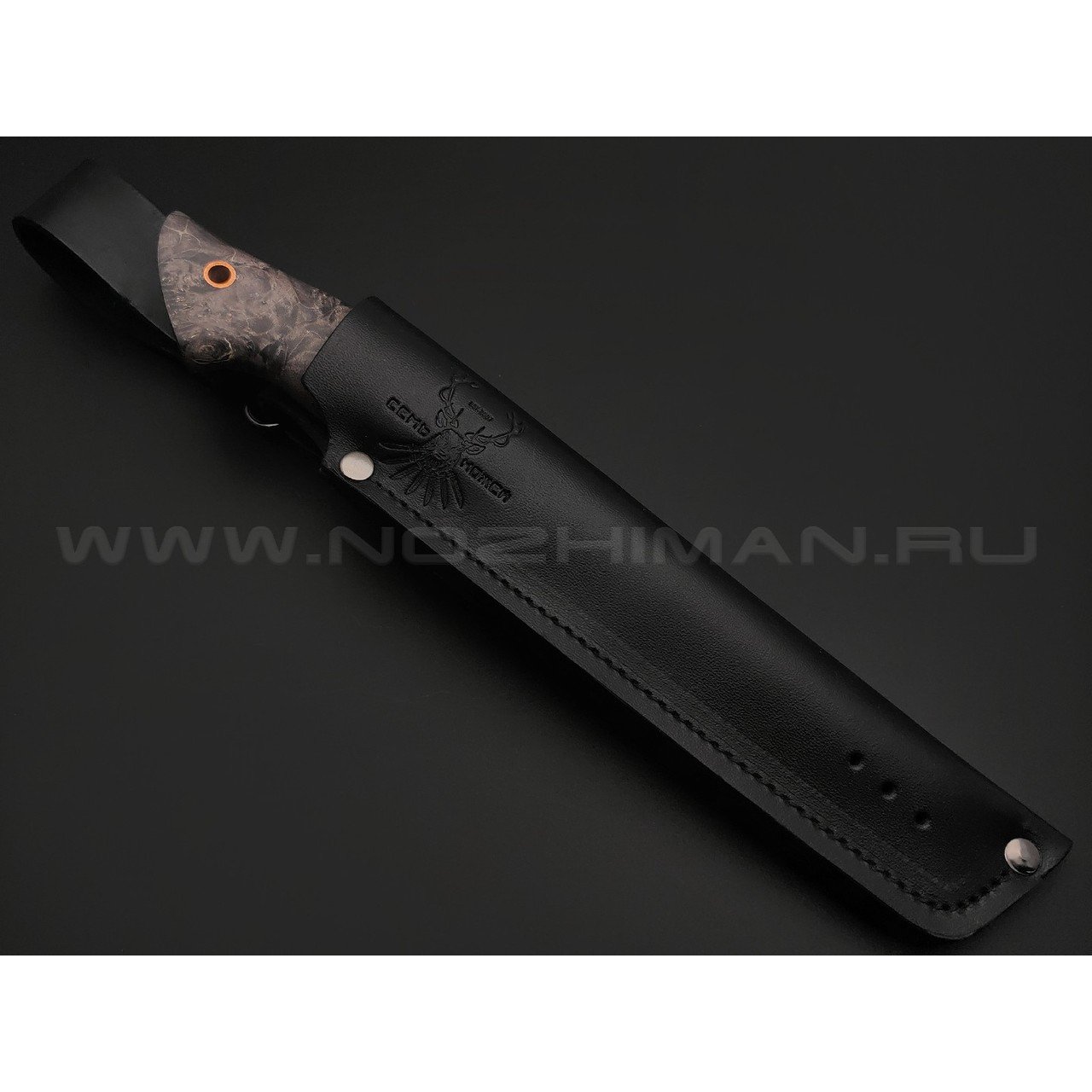 7 ножей нож Анфель сталь K340 satin, рукоять Стаб. кап клена коричневый, бронза